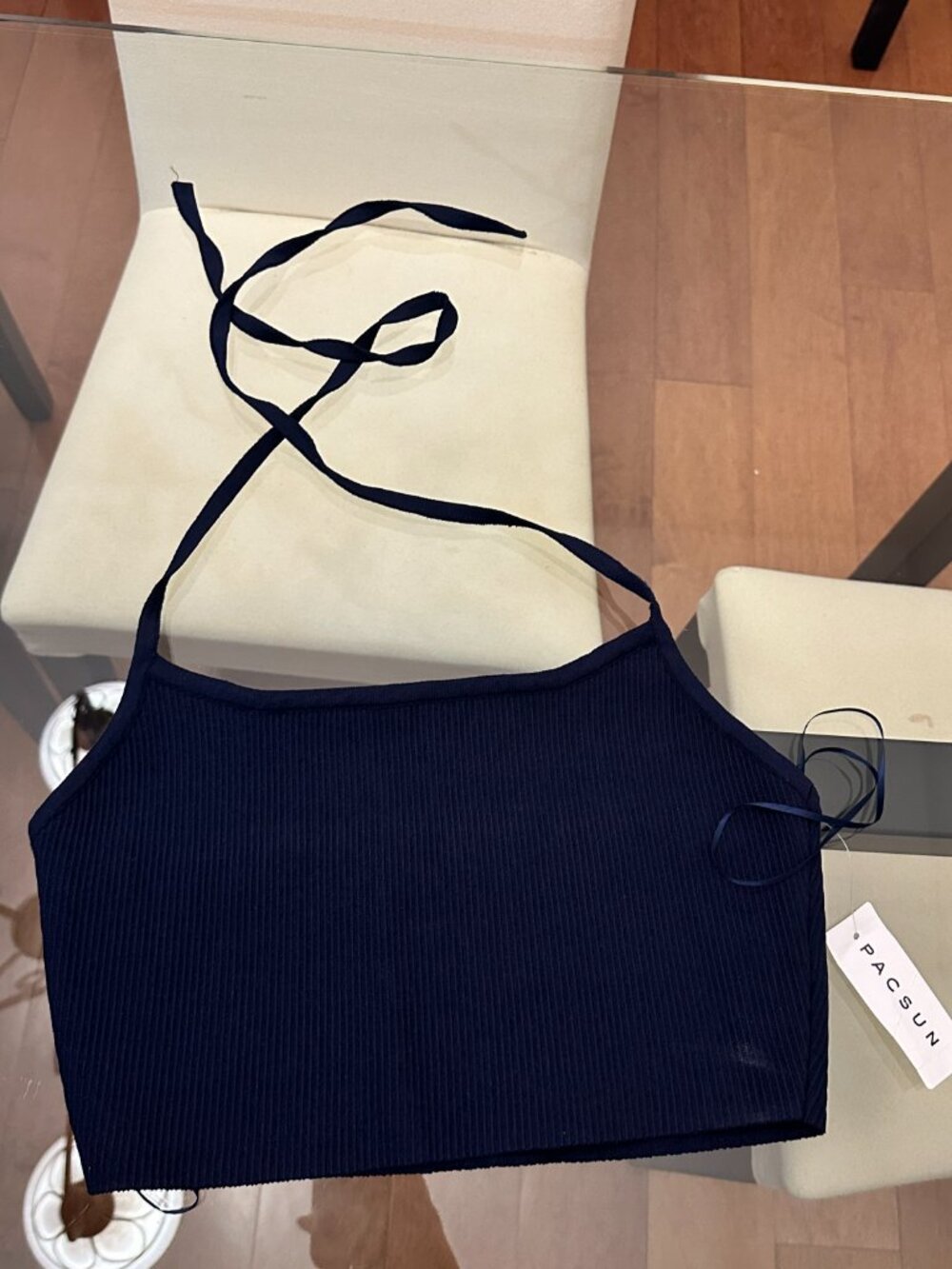 PACSUN BLUE HALTER TIE TOP SIZE Small